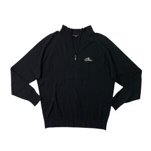 Glenbrae Sweater Mens M Black Merino Wool Blend 1/4 Zip Pullover The Oxfordshire